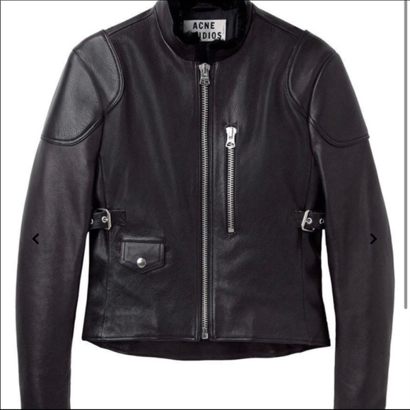 Acne Studios Black Leather Biker Jacket DE 36 or US 4 - Picture 7 of 7